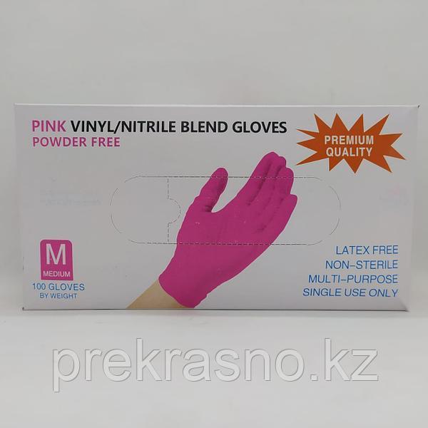 Перчатки S 100шт винило-нитрил Blend Gloves розовые