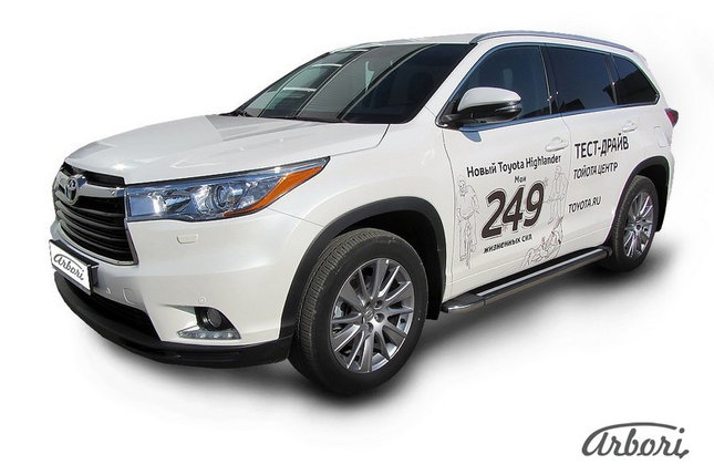 Комплект алюминиевых порогов Arbori Luxe Black 1800 для TOYOTA Highlander 2014-2016, фото 1