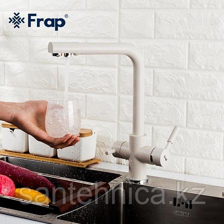 Смеситель для кухни с питьевым каналом молочный матовый Frap F4352-24, фото 2