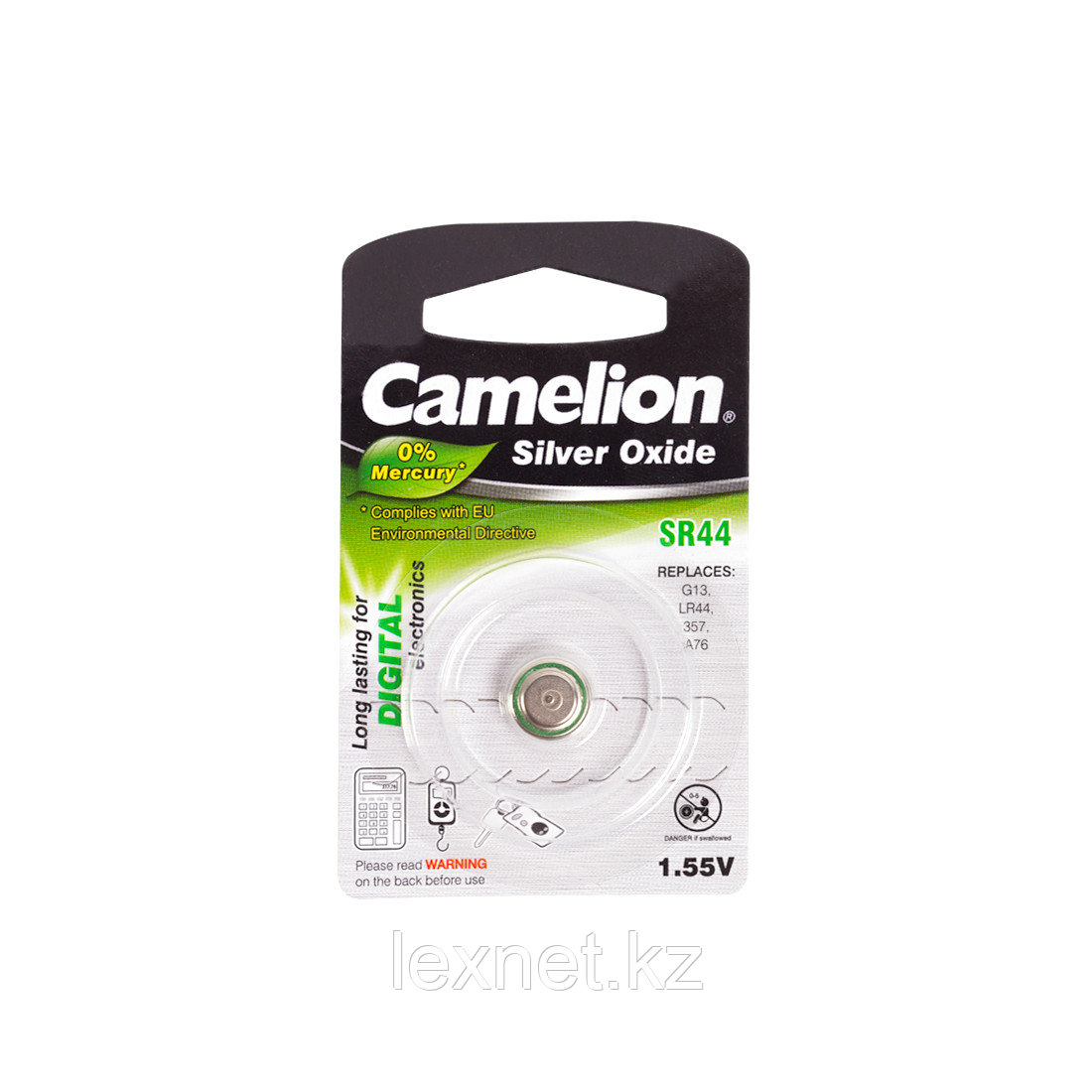 Батарейка CAMELION Silver Oxide SR44-BP1(0%Hg)