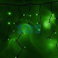 Гирлянда Айсикл (бахрома) светодиодный,  4,0 х 0,6 м,  черный провод "КАУЧУК",  230 В,  диоды зеленые,  128
