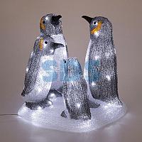Акриловая светодиодная фигура «Семья пингвинов» 40х33х36 см,  80 светодиодов,  IP65, понижающий трансформатор