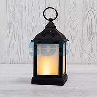 Декоративный фонарь 11х11х22,5 см,  черный корпус,  теплый белый цвет свечения с эффектом пламени свечи