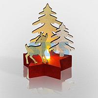 Деревянная фигурка с подсветкой "Олененок в лесу" 9*8*10 см