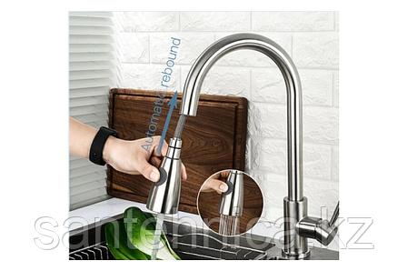 Смеситель для кухни с выдвижной лейкой Frap F60899-1 нерж. сталь сатин, фото 1