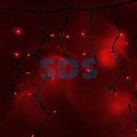 Гирлянда Айсикл (бахрома) светодиодный,  5,6 х 0,9 м,  черный провод "КАУЧУК",  230 В,  диоды красные,  240