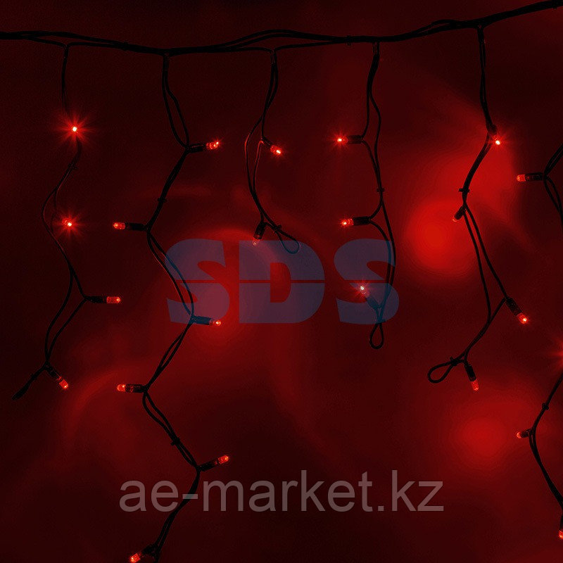 Гирлянда Айсикл (бахрома) светодиодный, 5,6 х 0,9 м, черный провод "КАУЧУК", 230 В, диоды красные, 240 - фото 1 - id-p92043278