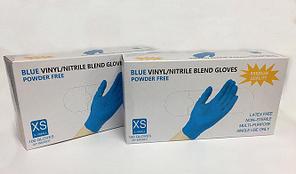 Перчатки XS 100шт винило-нитрил Blend Gloves голубые