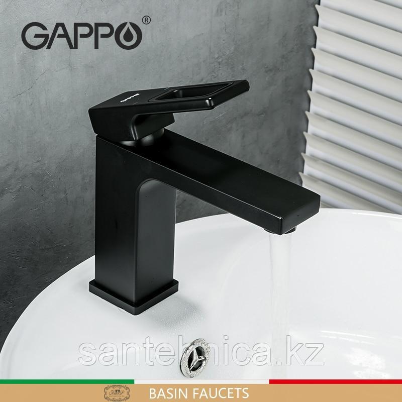 Смеситель для раковины Gappo G1017-6 черный - фото 1 - id-p92063219