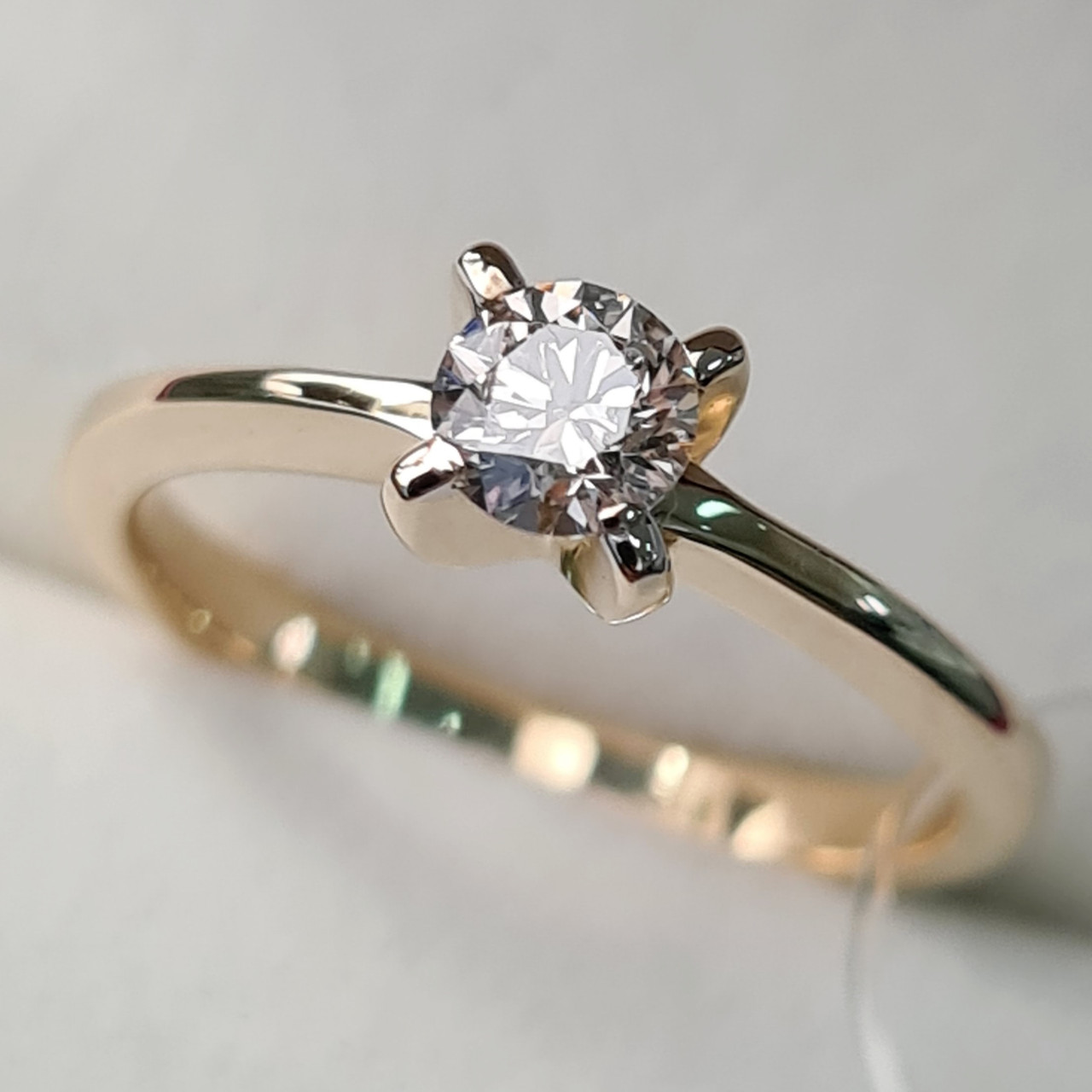 Золотое кольцо с бриллиантами 0.30Сt SI1/J, EX - Cut