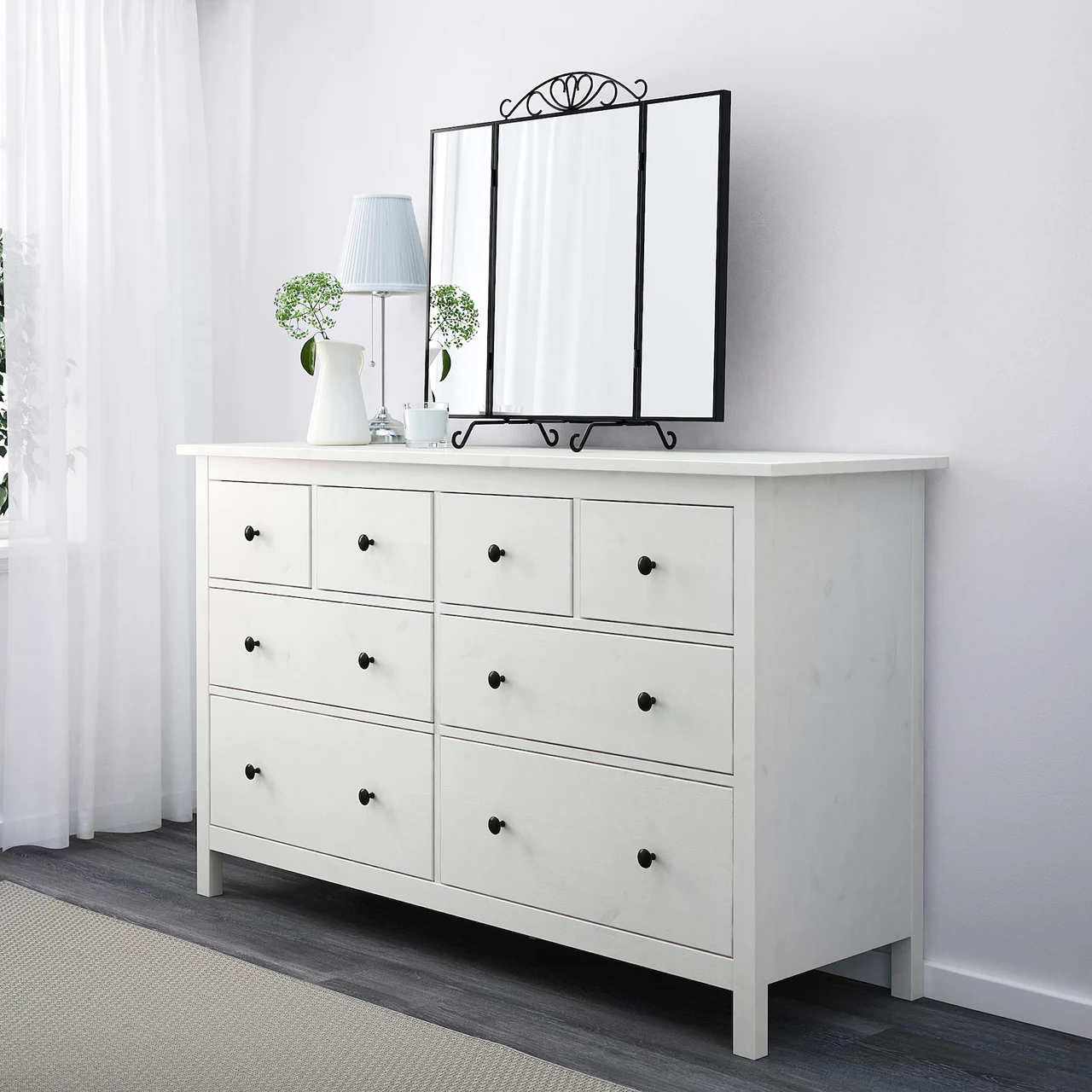 HEMNES ХЕМНЭС Комод с 8 ящиками, белая морилка160x96 см