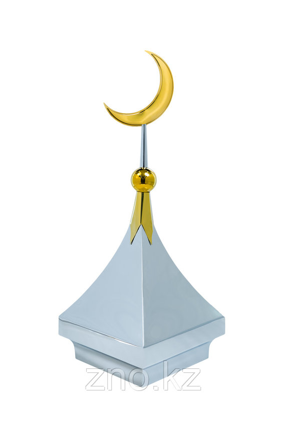 Купол для мазара «Саукеле». Цвет серебро с золотым объемным полумесяцем. На колонну 25,5х25,5 см, фото 2