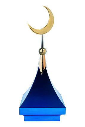 Купол для мазара «Саукеле». Цвет синий с золотым объемным полумесяцем. На колонну 25,5х25,5 см, фото 2