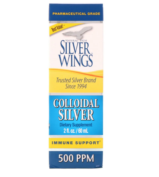 Natural Path Silver Wings, Коллоидное серебро, 500 ч/млн, 60 мл (2 жидких унции)