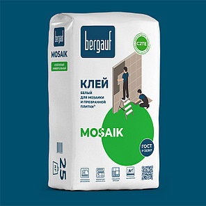Белый клей MOSAIK для мозаики и прозрачной плитки, 25 кг, Bergauf, фото 2