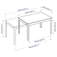 EKEDALEN ЭКЕДАЛЕН Раздвижной стол, дуб120/180x80 см, фото 3