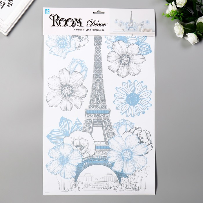 Декоративная наклейки Room Decor "Эйфелевав башня с цветами" 32х50 см