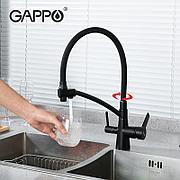 Смеситель для кухни с гибким изливом Gappo G4398-16 черный