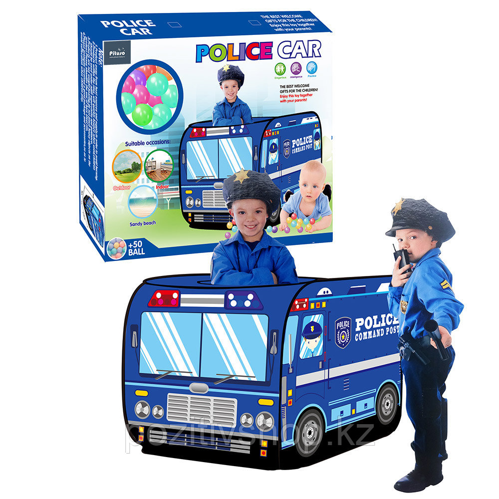 Детская палатка Полицейский фургон Pituso + 50 шаров - фото 2 - id-p92099522