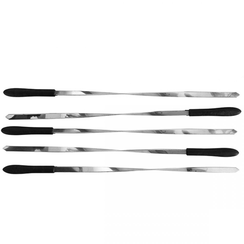 Набор шампуров из 5 штук для шашлычницы стальные с пластиковыми ручками 32 см - фото 5 - id-p92120878