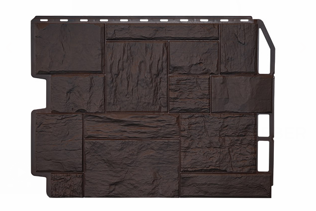 Фасадные панели Туф 3D Facture Тёмно-коричневый 795х595 мм (0,41 м2) ДАЧНЫЙ  FINEBER