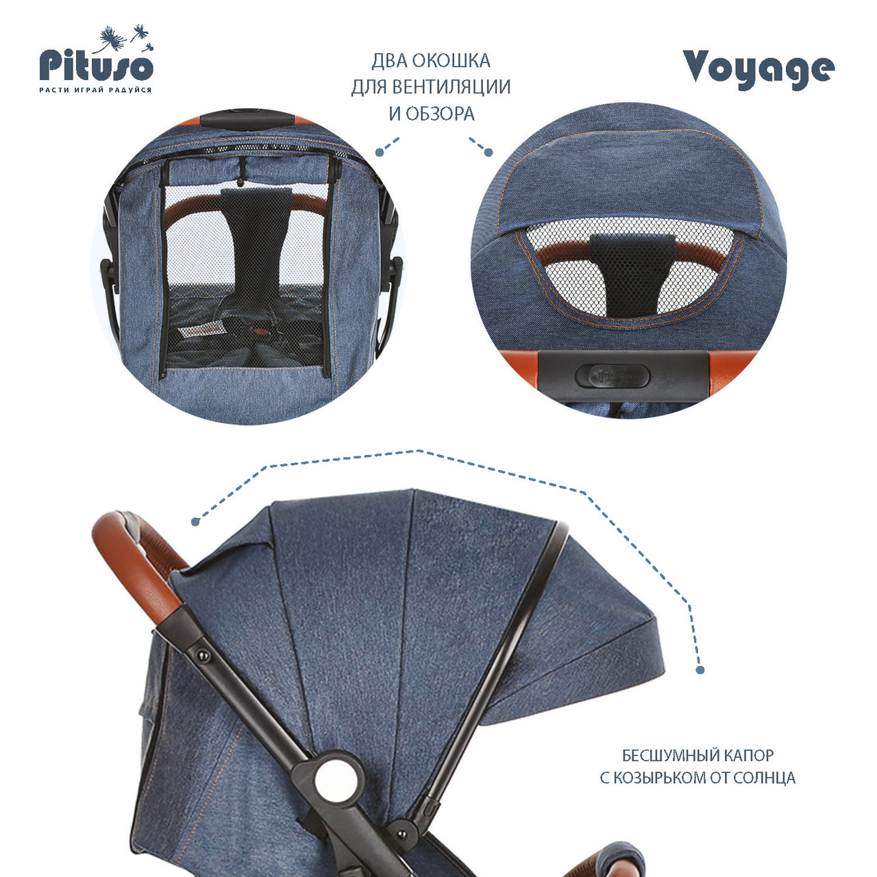 Прогулочная коляска Pituso Voyage Jeans - фото 7 - id-p92125811
