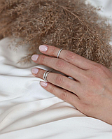 Кольцо-дорожка серебряное на фалангу пальца с фианитами