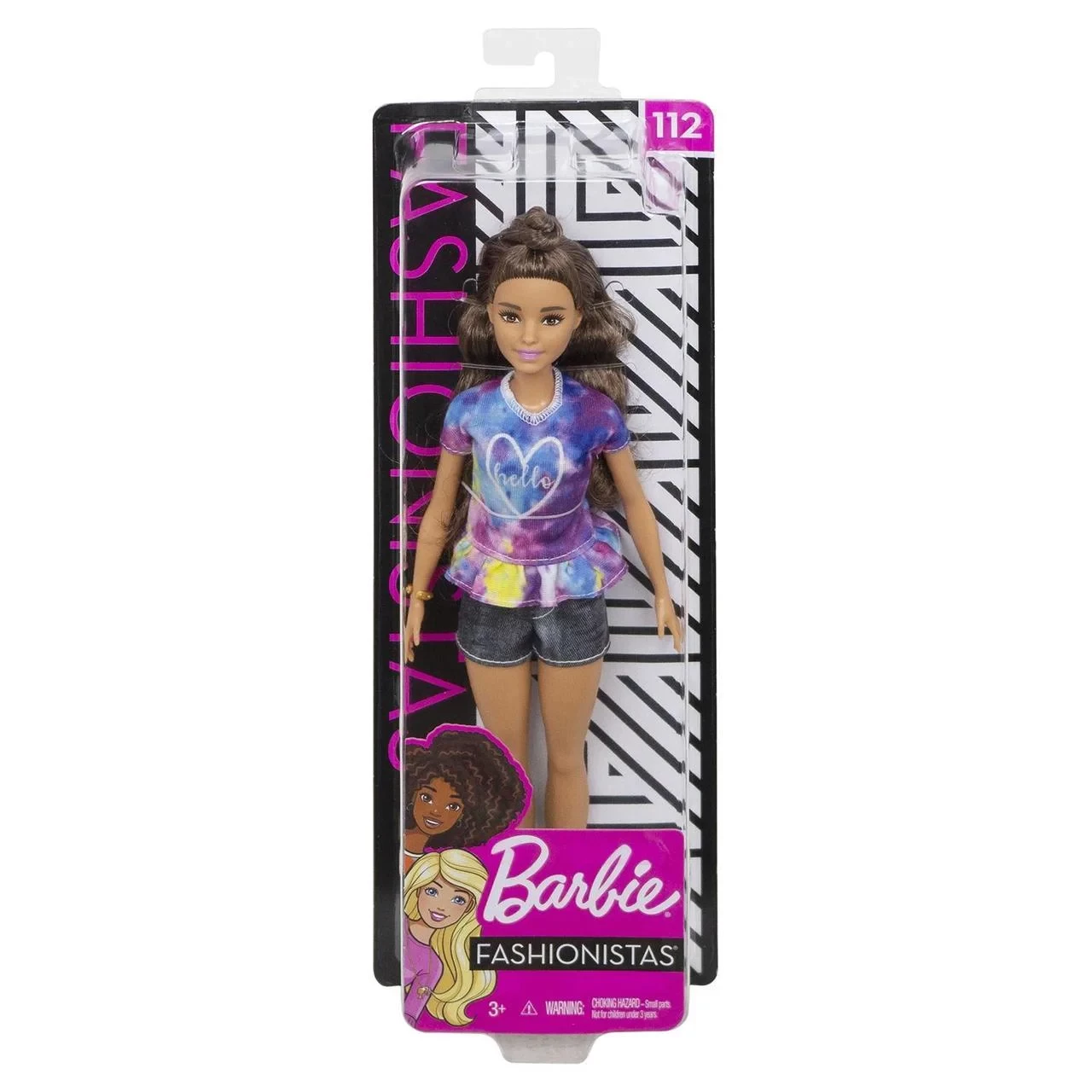 Кукла Барби Шатенка в цветном топе Barbie МОДНИЦА "Игра с модой" Миниатюрная