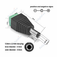 Камераға арналған DC-M Jack (әке) up 5A қосқышы бұрауышқа арналған қосқыш (5,5 мм*2,1 мм)