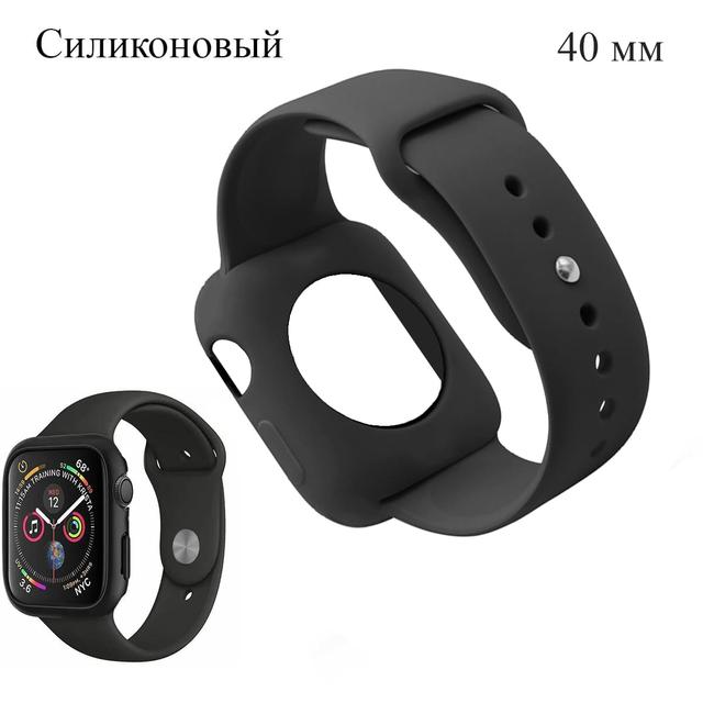 Ремешок силиконовый для смарт часов 40 мм черный Remeshok silikonovyj dlya smart chasov 40 mm chernyj