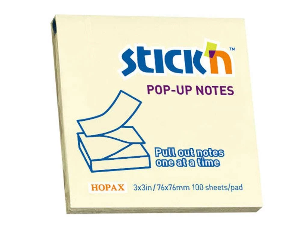 Клейкие листки STICK`N Z-укладка, 76х76 мм, желтые, 100 листов