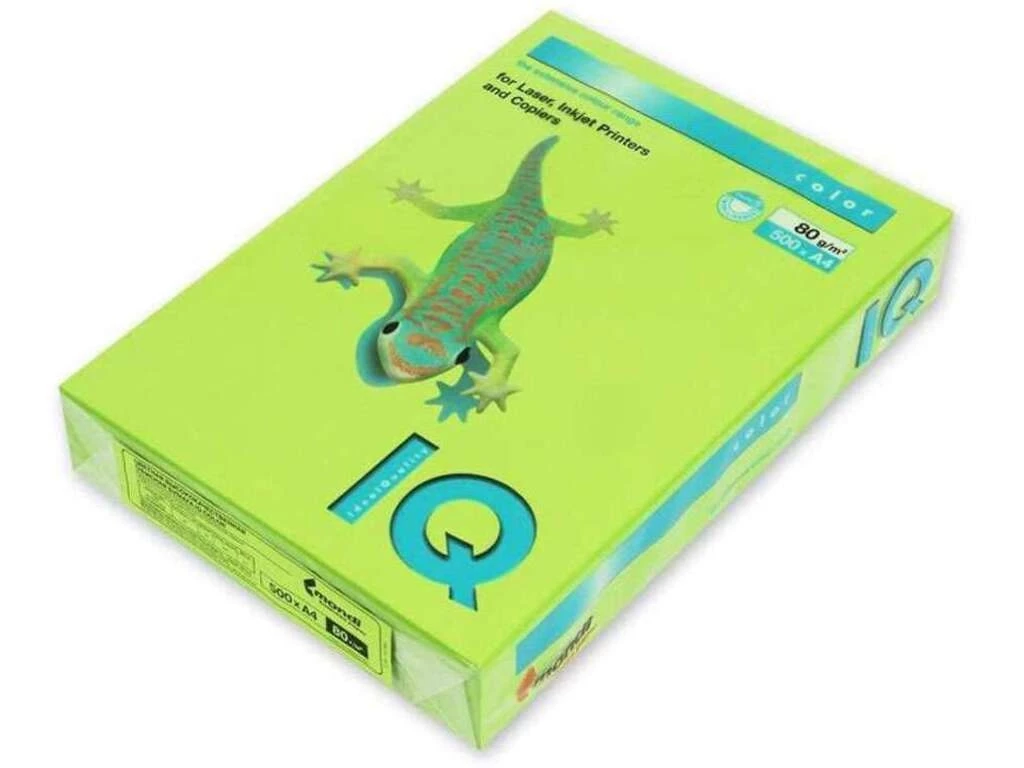 Бумага цветная IQ Color, А4, 80 г/кв.м., 500 л., зеленая липа LG46