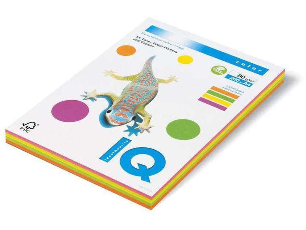 Бумага цветная IQ Color "Mixed-Packs Neon", А4, 80 г/кв.м. 200 л.