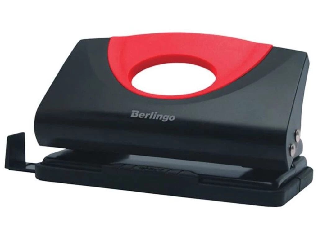 Дырокол Berlingo "Office Soft" до 10 листов, пластиковый, с линейкой, красный