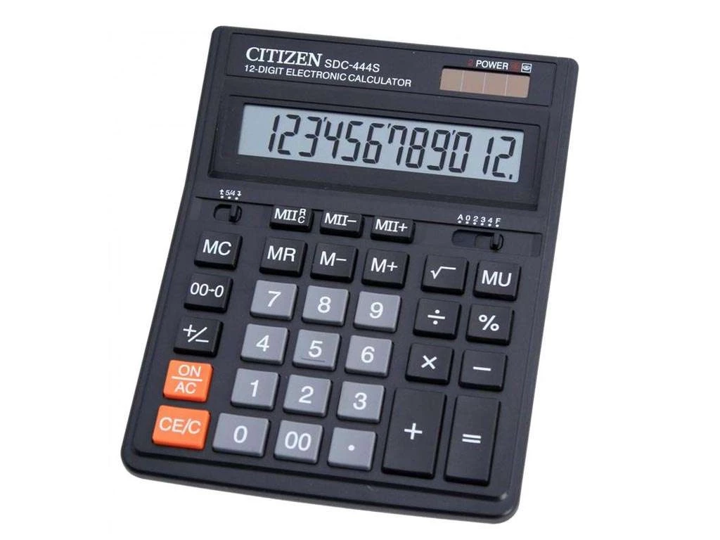 Калькулятор настольный CITIZEN "SDC-444" 12-разрядный черный