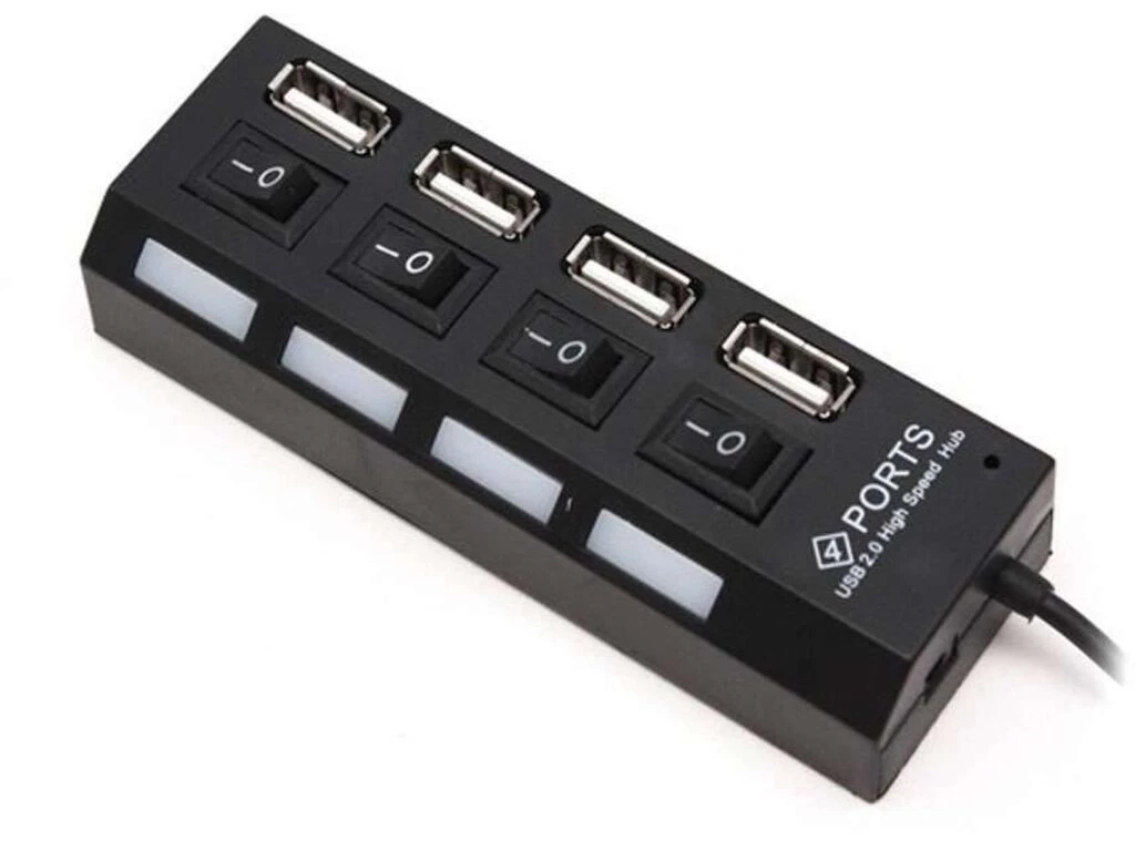 Расширитель USB Deluxe на 4 Порта DUH4004BK черный