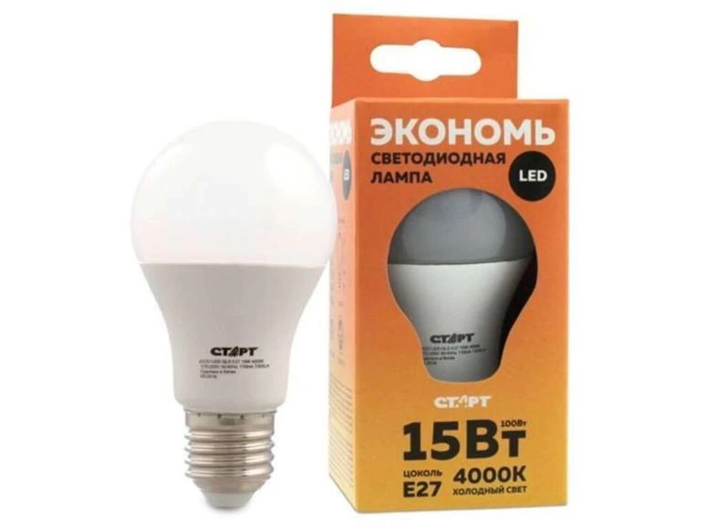 Лампа светодиодная СТАРТ LED GLS E27, 15 W, 40-100, холодный свет