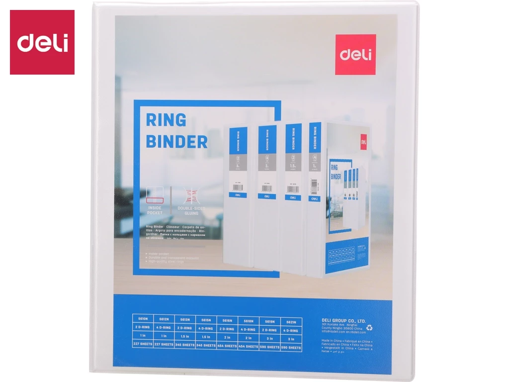 Папка на 2-х кольцах DELI "Viev Binder", презентационная, корешок 50 мм, белая