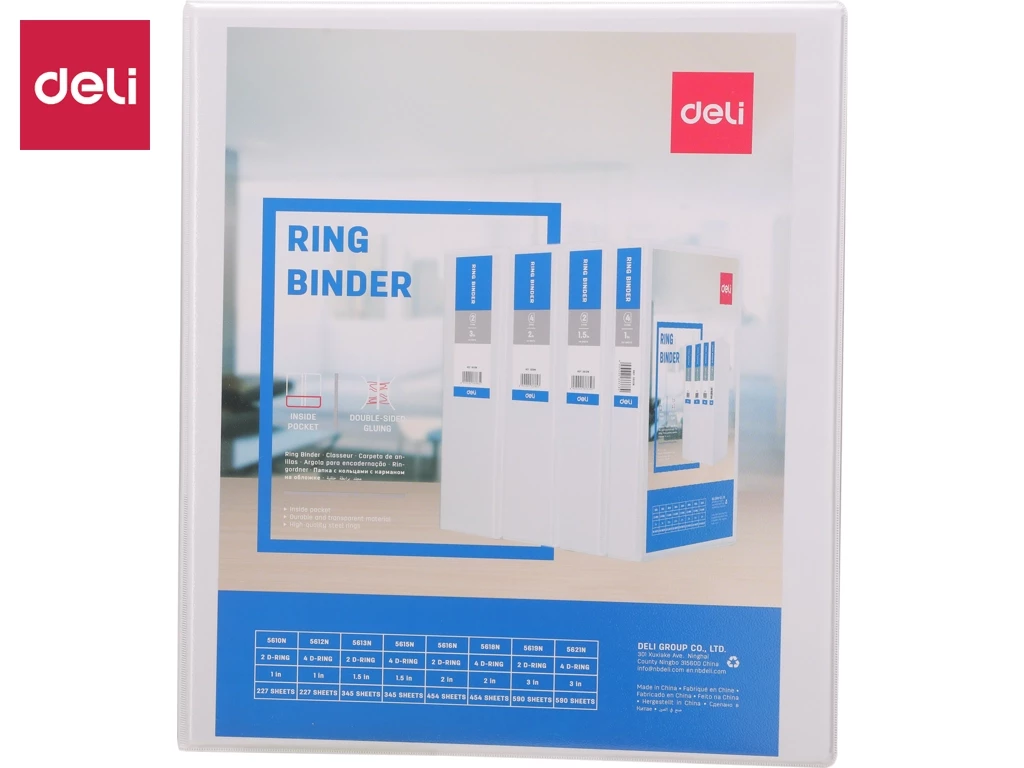 Папка на 4-х кольцах DELI "Viev Binder", презентационная, корешок 50 мм, белая