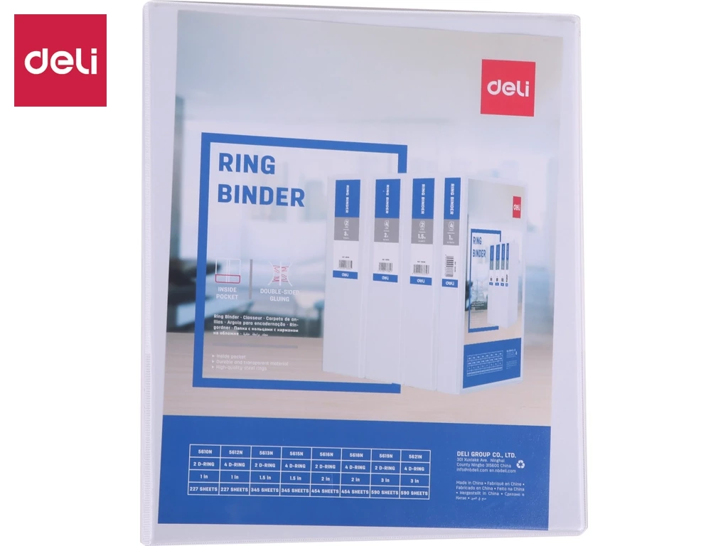 Папка на 4-х кольцах DELI "Viev Binder", презентационная, корешок 38 мм, белая