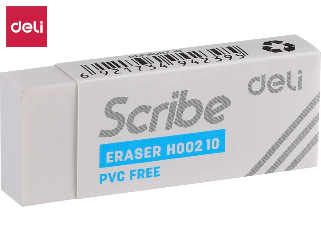 Ластик DELI "Scribe", белый (54х20х10 мм)