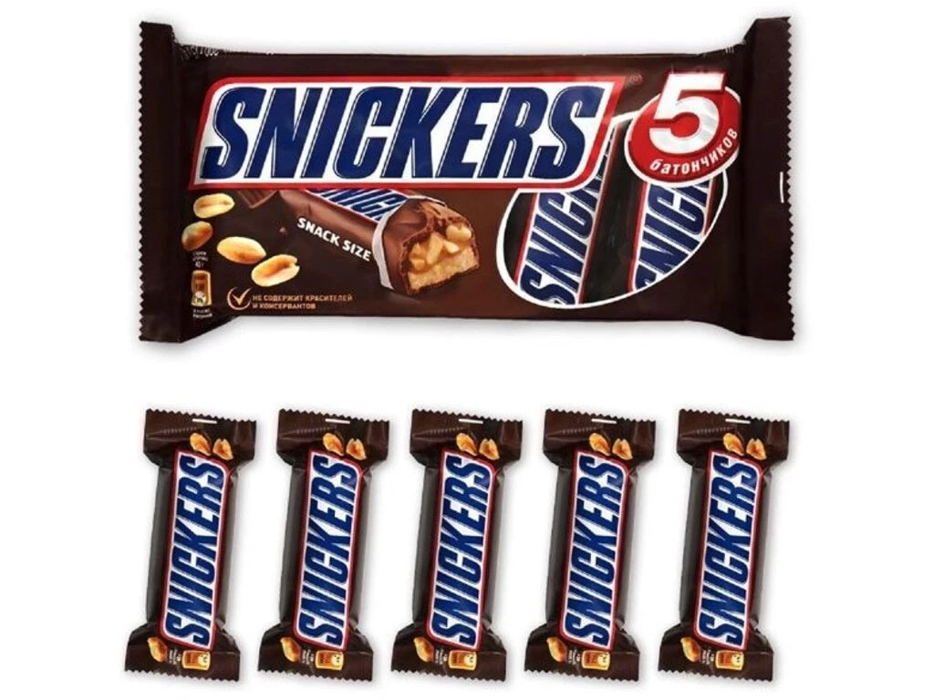 Шоколадный батончик "Snickers" мультипак, 5*40г