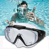 Плавательная маска высококачественная с закаленными стеклянными линзами Inteх 55981 черная