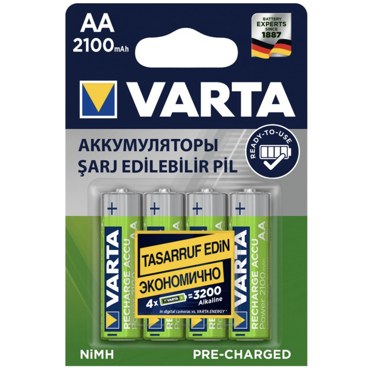 Аккумуляторы VARTA AA 2100 mAh, 4шт