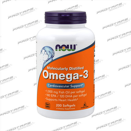 Жирные кислоты NOW Omega 3 1000 мг 200 капсул, фото 2
