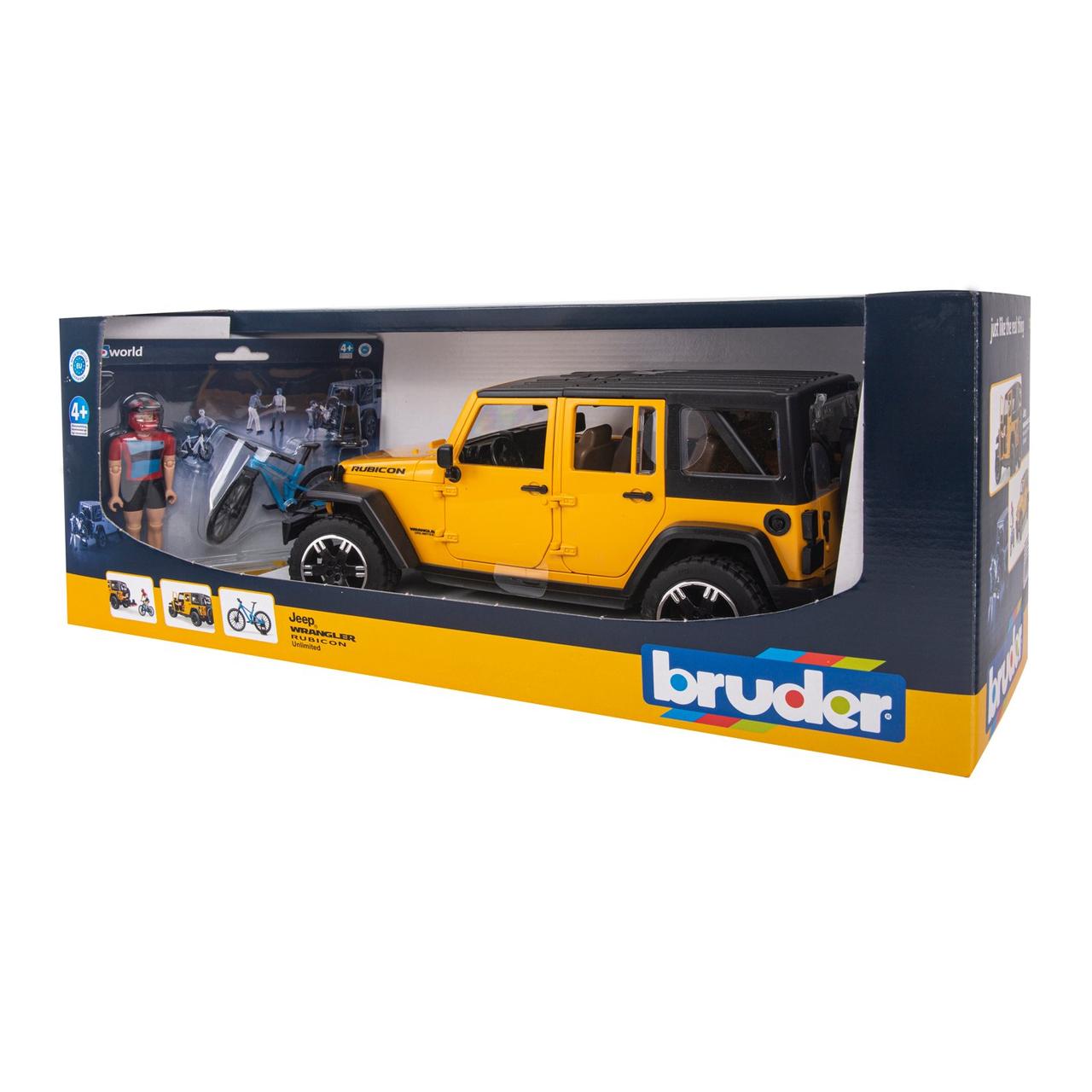 Bruder Игрушечный Внедорожник Jeep Wrangler Unlimited Rubicon c велосипедистом (Брудер 02-543) - фото 7 - id-p92250165