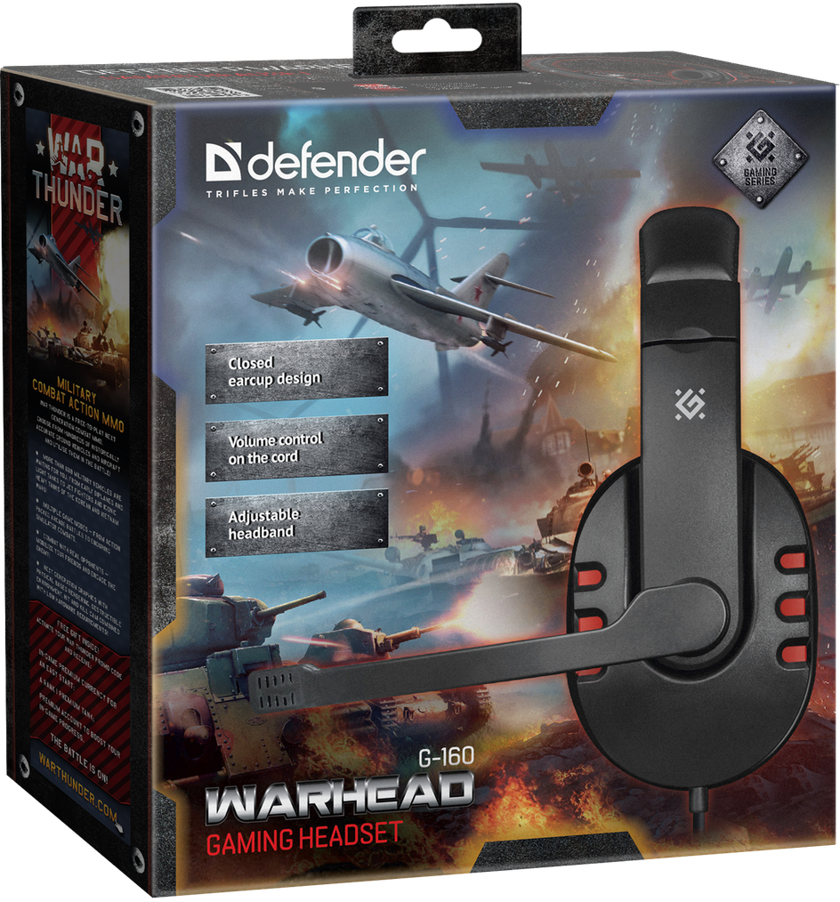 Наушники Defender Warhead G-160, черный+ красный - фото 3 - id-p76032162