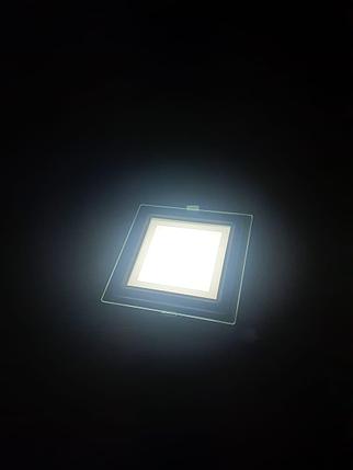 Светодиодный встраиваемый квадратный светильник стекло 6W, фото 2