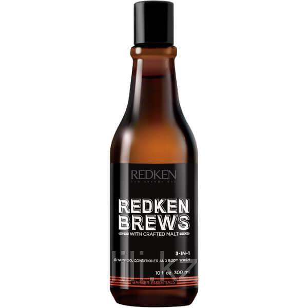 Шампунь, кондиционер и гель для душа для мужчин 3 в 1 Redken Brews 3-In-1 Shampoo 300 мл.