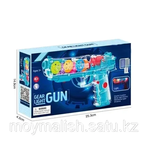 Пистолет прозрачный Музыкальный бластер с движущимися шестерёнками Gear light gun, арт YJ-Q001 - фото 4 - id-p92290421
